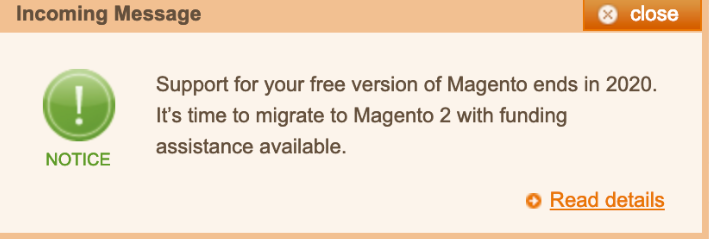 magento upgrade notification